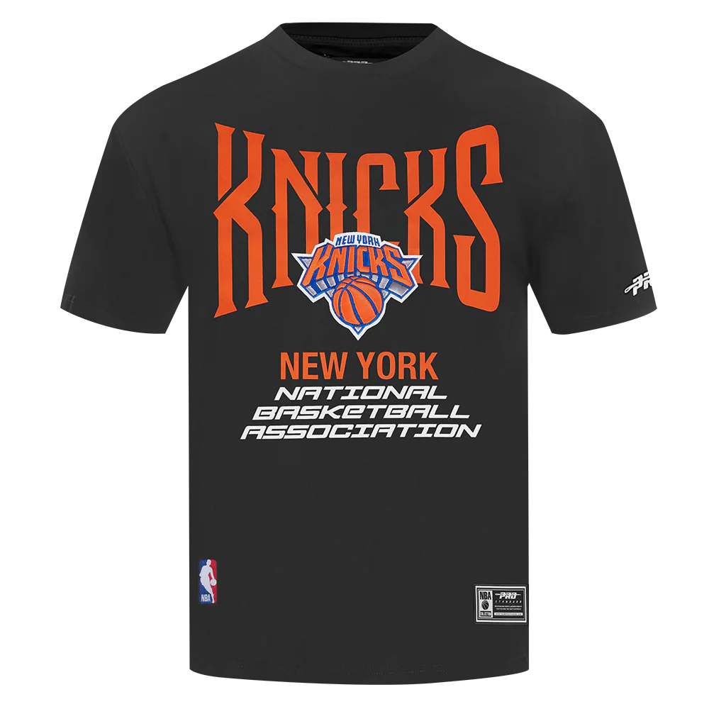 NBA NEW YORK KNICKS CITY TOUR 2.0 MEN'S COTTON JERSEY DROP SHOULDER TEE (BLACK)