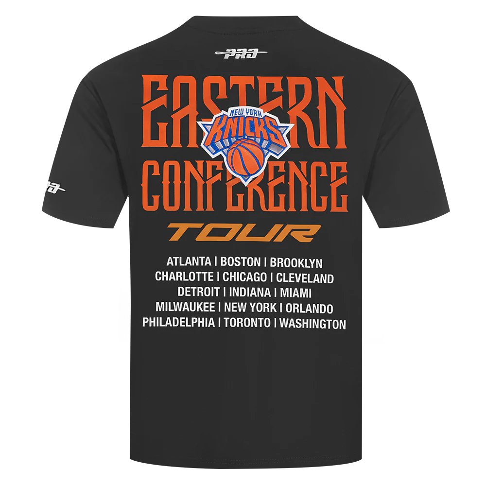 NBA NEW YORK KNICKS CITY TOUR 2.0 MEN'S COTTON JERSEY DROP SHOULDER TEE (BLACK) - Image 3