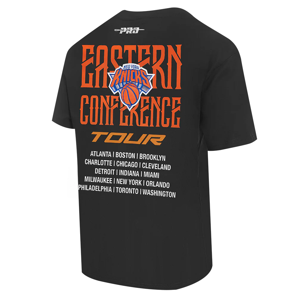 NBA NEW YORK KNICKS CITY TOUR 2.0 MEN'S COTTON JERSEY DROP SHOULDER TEE (BLACK) - Image 4