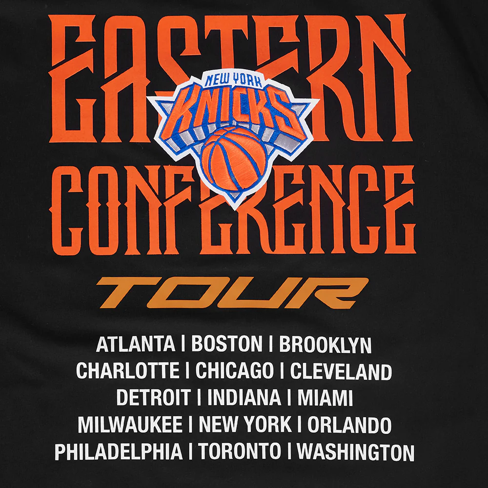 NBA NEW YORK KNICKS CITY TOUR 2.0 MEN'S COTTON JERSEY DROP SHOULDER TEE (BLACK) - Image 5