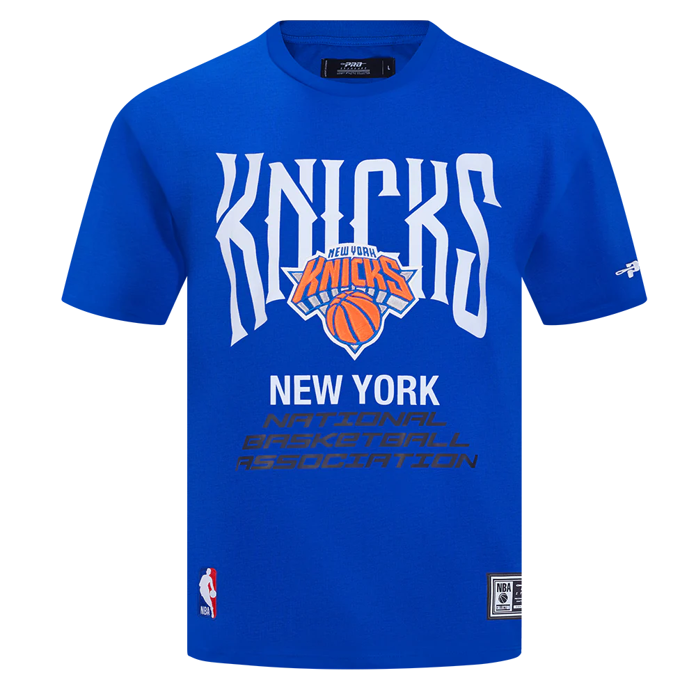 NBA NEW YORK KNICKS CITY TOUR 2.0 MEN'S COTTON JERSEY DROP SHOULDER TEE (ROYAL BLUE)