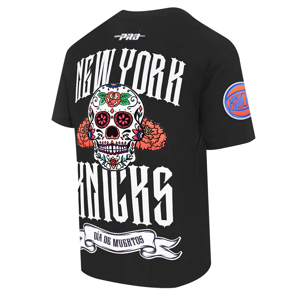 NBA NEW YORK KNICKS RIB CAGE MEN'S COTTON JERSEY DROP SHOULDER TEE (BLACK) - Image 3
