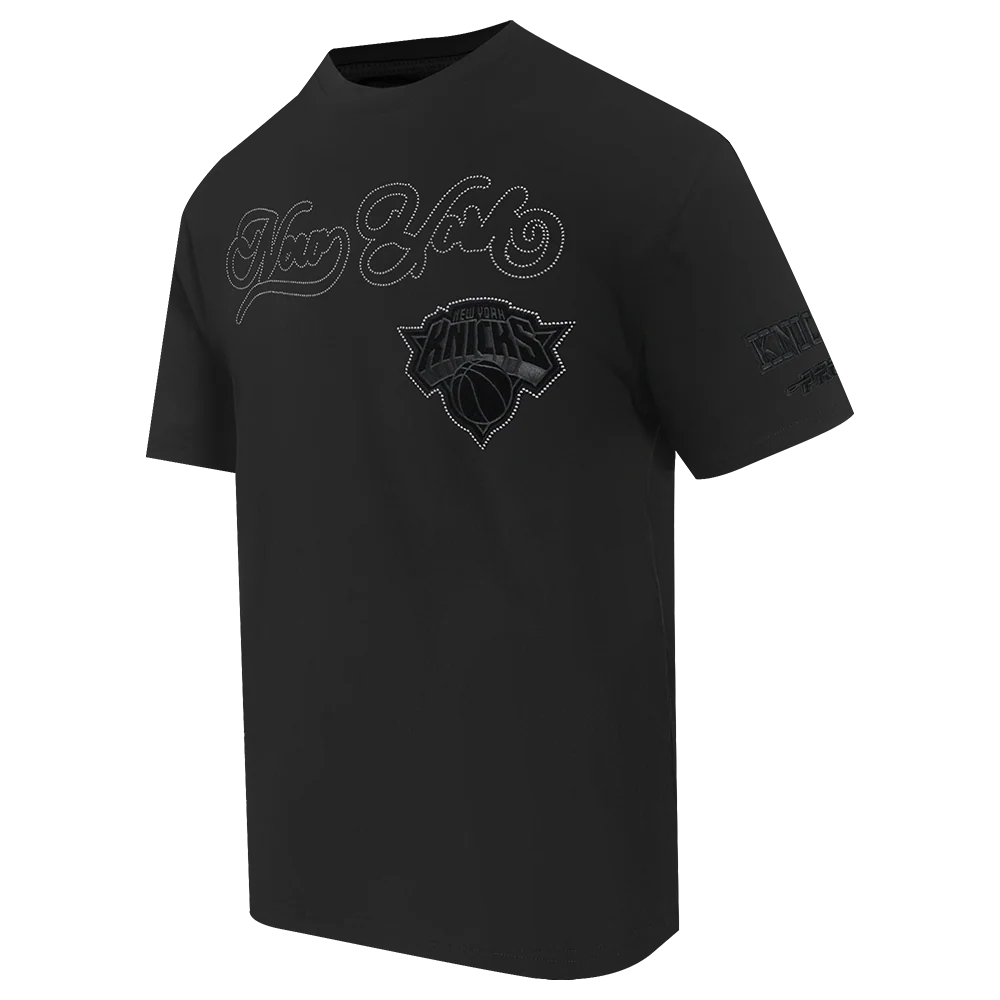 NBA NEW YORK KNICKS BLACKOUT MEN'S CJ DROP SHOULDER TEE (BLACK) - Image 3