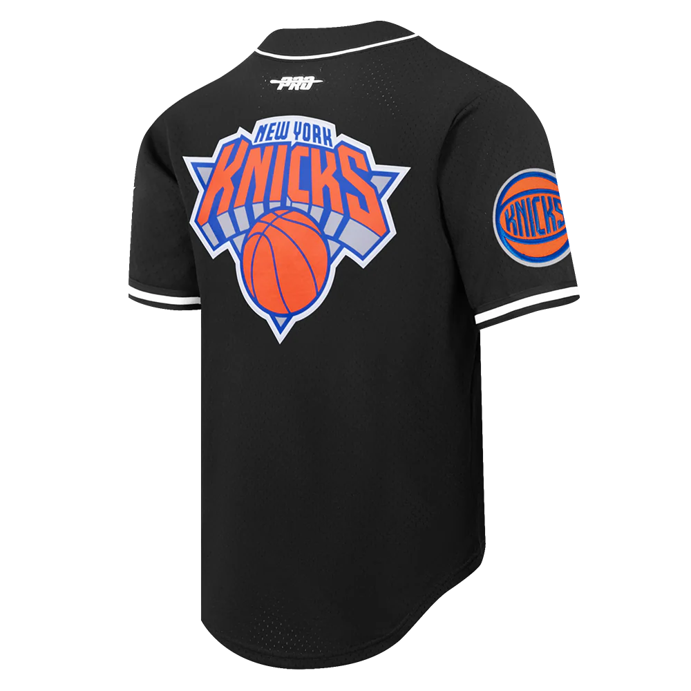 NBA NEW YORK KNICKS JALEN BRUNSON #11 MEN'S MESH BUTTON DOWN SHIRT (BLACK) - Image 8
