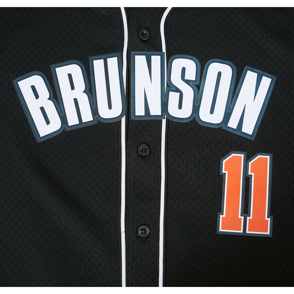 NBA NEW YORK KNICKS JALEN BRUNSON #11 MEN'S MESH BUTTON DOWN SHIRT (BLACK) - Image 9