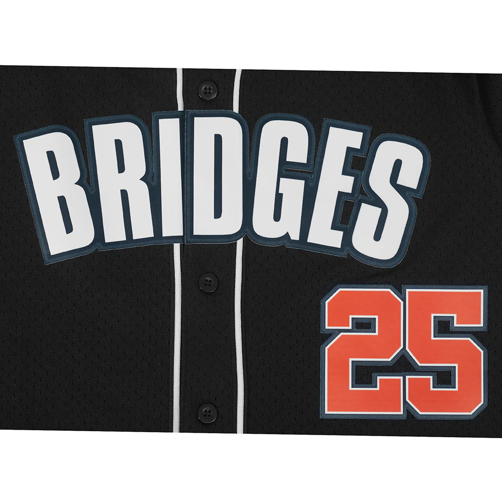 NBA NEW YORK KNICKS MIKAL BRIDGES #25 CLASSIC PLAYER NAME AND NUMBER MEN'S MESH BUTTON DOWN SHIRT - Image 7