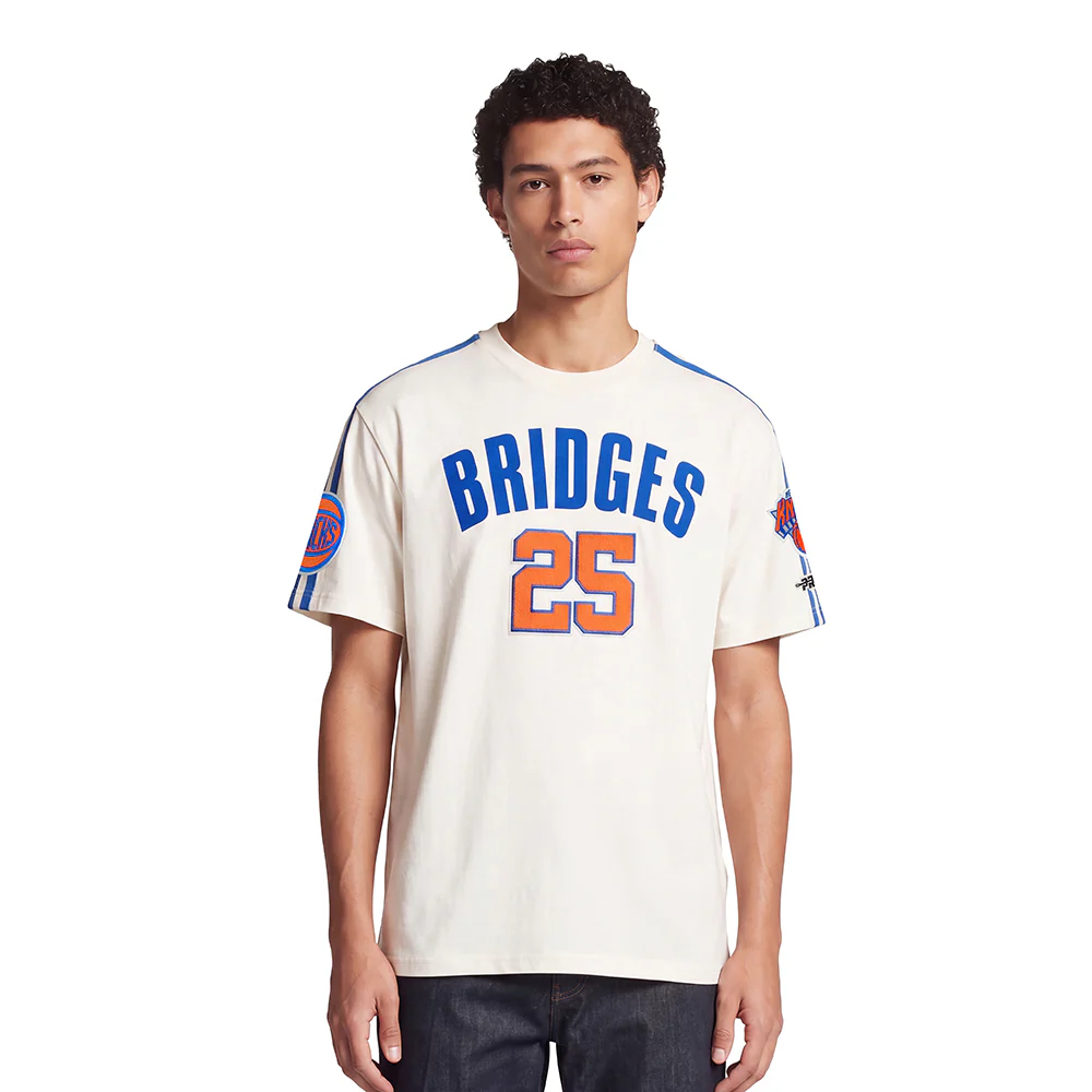 NBA NEW YORK KNICKS MIKAL BRIDGES #25 CLASSIC PNN MEN'S SJ TAPING TE (EGGSHELL/ROYAL BLUE)