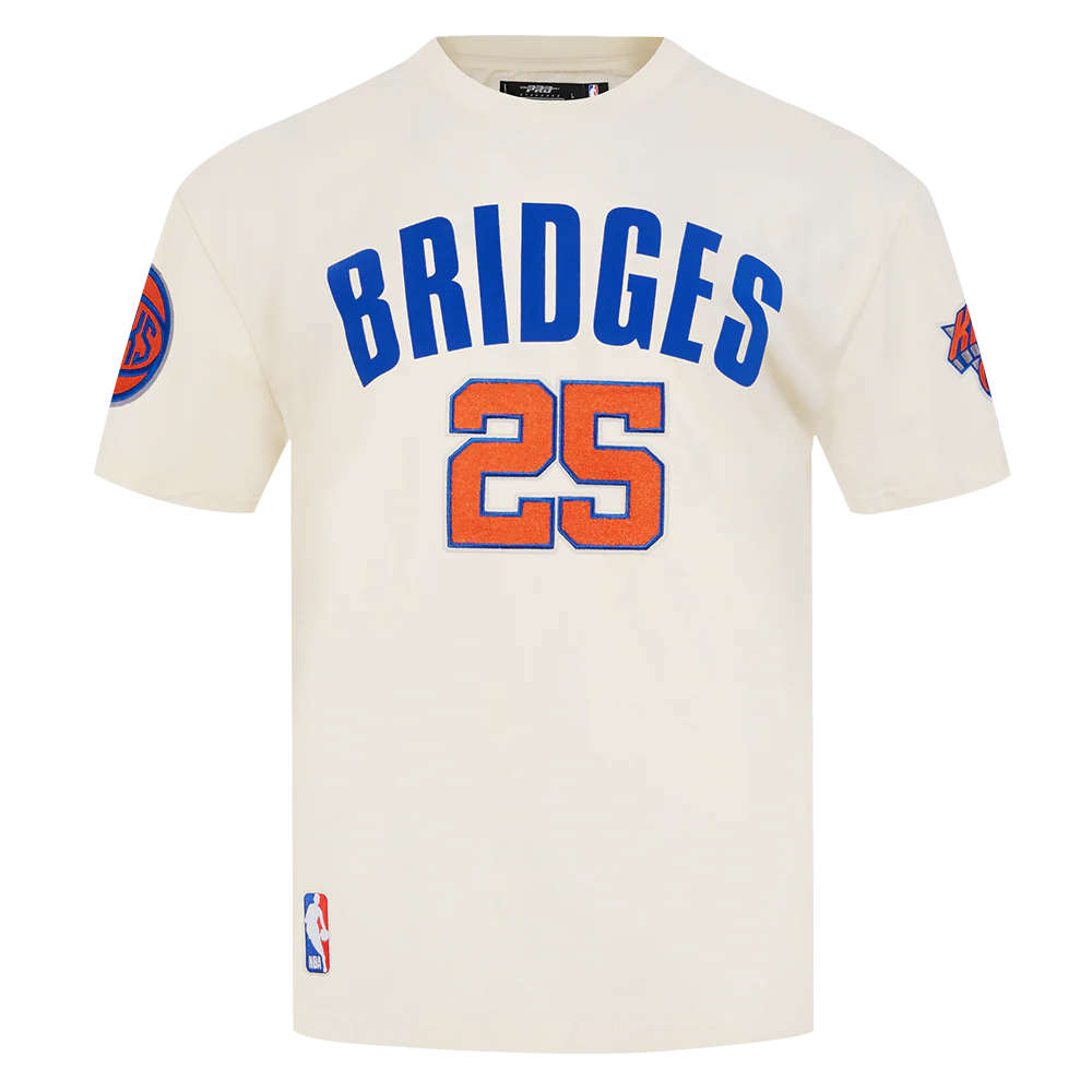 NBA NEW YORK KNICKS MIKAL BRIDGES #25 CLASSIC PNN MEN'S SJ TAPING TE (EGGSHELL/ROYAL BLUE) - Image 3