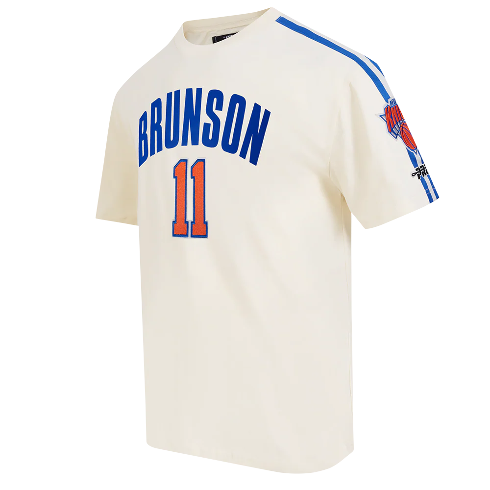 NBA NEW YORK KNICKS JALEN BRUNSON #11 CLASSIC PNN MEN'S SJ TAPING TE (EGGSHELL/ROYAL BLUE) - Image 5