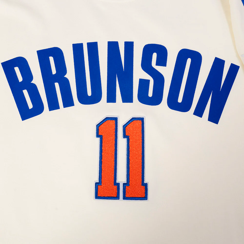 NBA NEW YORK KNICKS JALEN BRUNSON #11 CLASSIC PNN MEN'S SJ TAPING TE (EGGSHELL/ROYAL BLUE) - Image 9