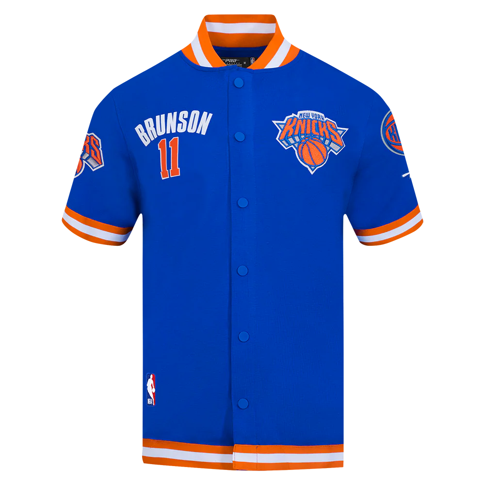 NBA NEW YORK KNICKS JALEN BRUNSON #11 CLASSIC PNN MEN'S DOUBLE KNIT JACKET (ROYAL BLUE/ORANGE) - Image 3