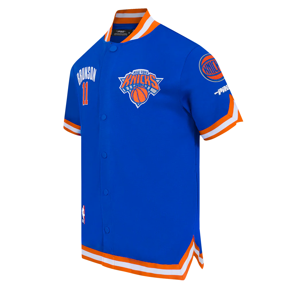 NBA NEW YORK KNICKS JALEN BRUNSON #11 CLASSIC PNN MEN'S DOUBLE KNIT JACKET (ROYAL BLUE/ORANGE) - Image 4