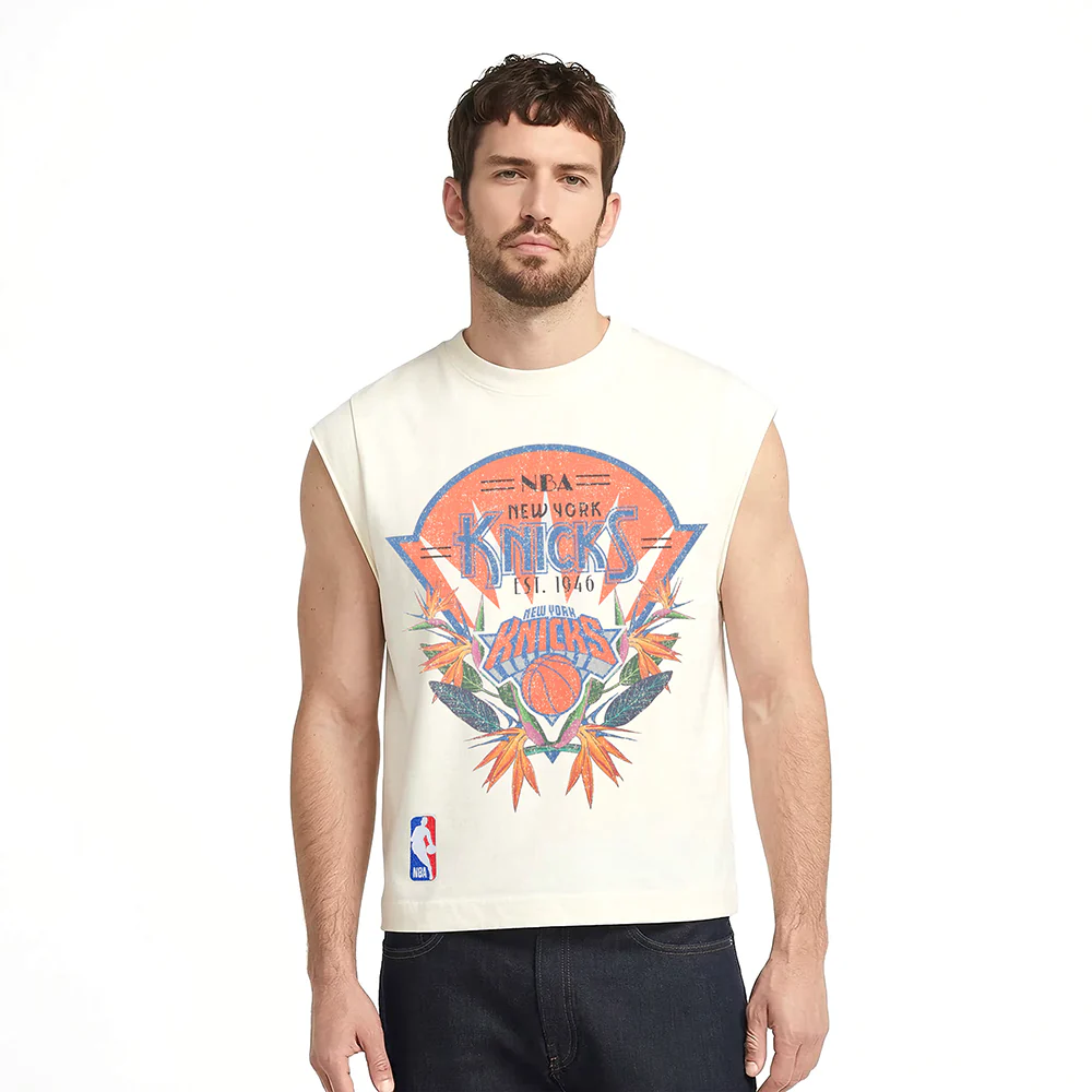 NBA NEW YORK KNICKS PARADISE MEN'S S/S TEE (EGGSHELL)