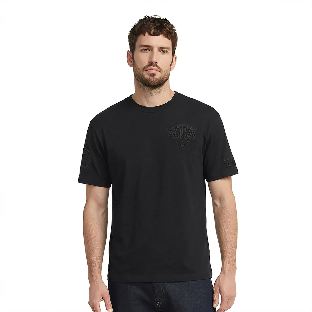 NBA NEW YORK KNICKS NEUTRAL COTTON JERSEY DROP SHOULDER TEE (BLACK)
