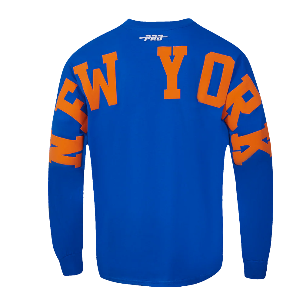 NBA NEW YORK KNICKS WINGSPAN MEN'S DROP SHOULDER LS TEE (ROYAL BLUE) - Image 4