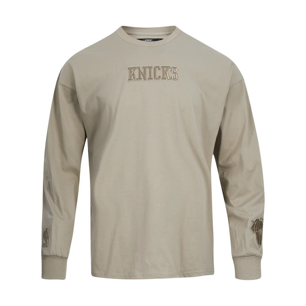 NBA NEW YORK KNICKS WINGSPAN MEN'S DROP SHOULDER LS TEE (TAUPE) - Image 3