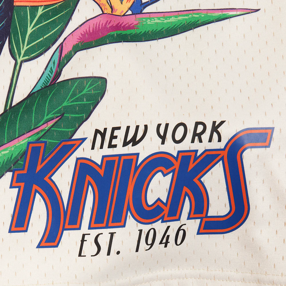NBA NEW YORK KNICKS PARADISE MEN'S MESH SHORT (EGGSHELL) - Image 7