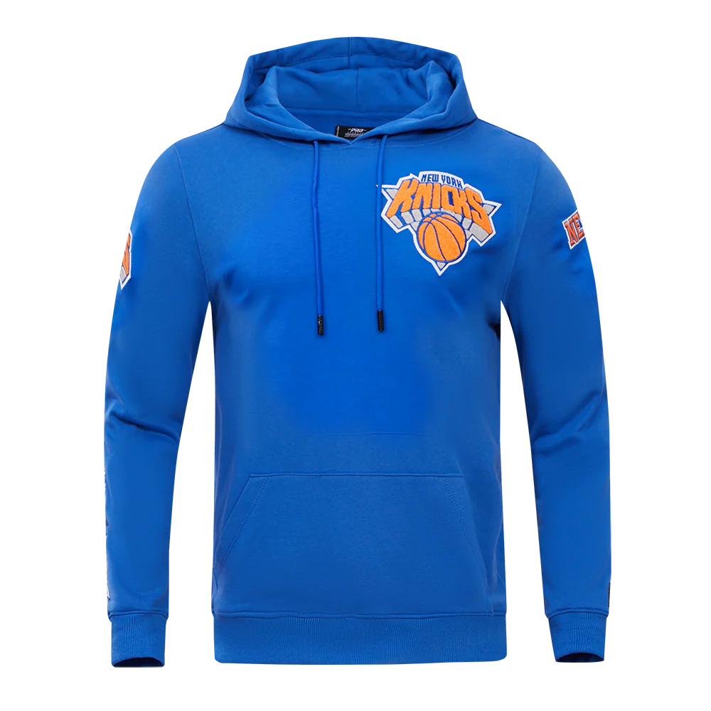 NBA NEW YORK KNICKS CLASSIC CHENILLE MEN'S PULLOVER HOODIE (ROYAL BLUE)