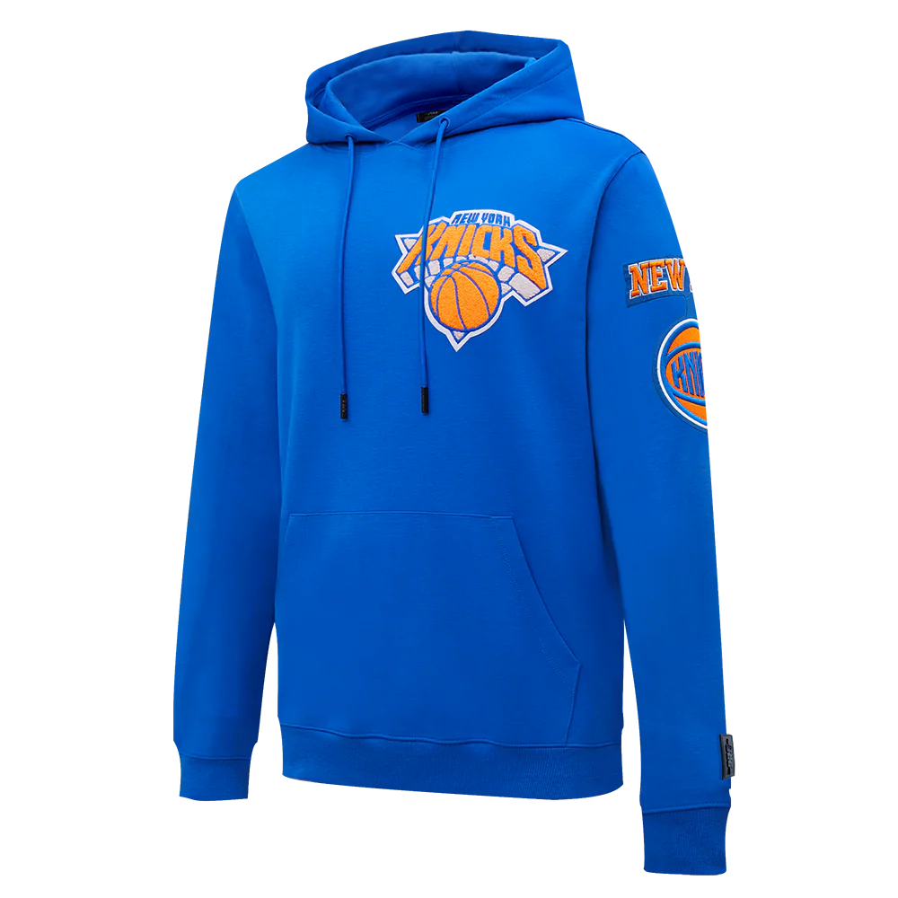 NBA NEW YORK KNICKS CLASSIC CHENILLE MEN'S PULLOVER HOODIE (ROYAL BLUE) - Image 3