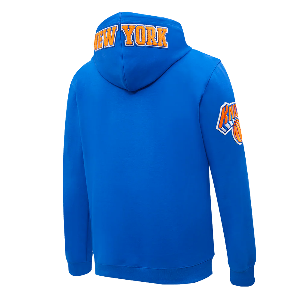 NBA NEW YORK KNICKS CLASSIC CHENILLE MEN'S PULLOVER HOODIE (ROYAL BLUE) - Image 4