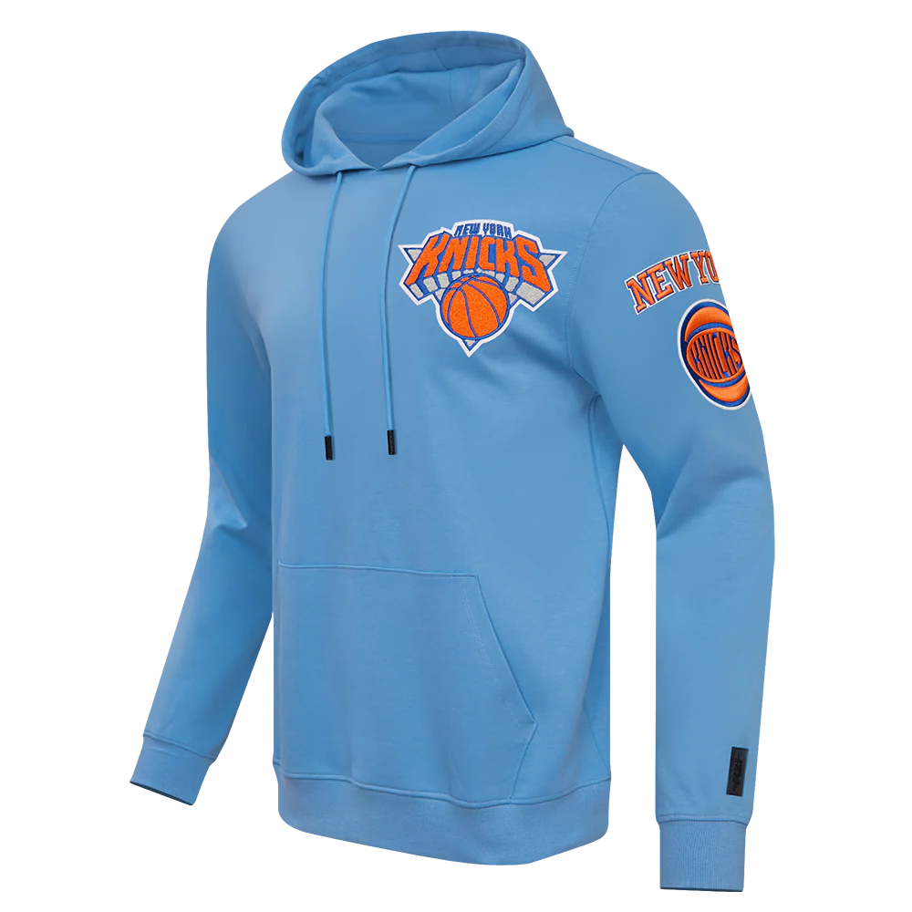 NBA NEW YORK KNICKS CLASSIC CHENILLE MEN'S PULLOVER HOODIE (UNIVERSITY BLUE) - Image 6