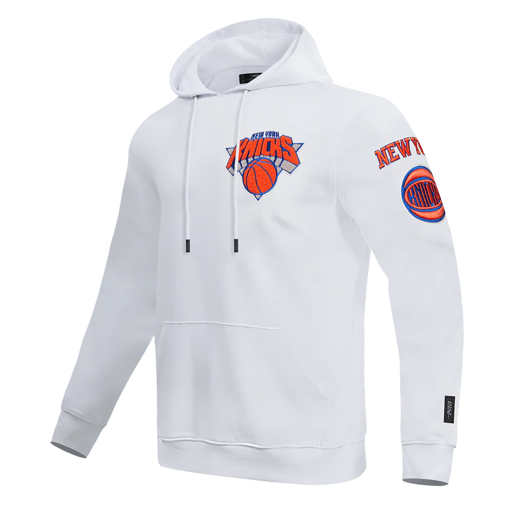 NBA NEW YORK KNICKS CLASSIC CHENILLE MEN'S PULLOVER HOODIE (WHITE) - Image 2