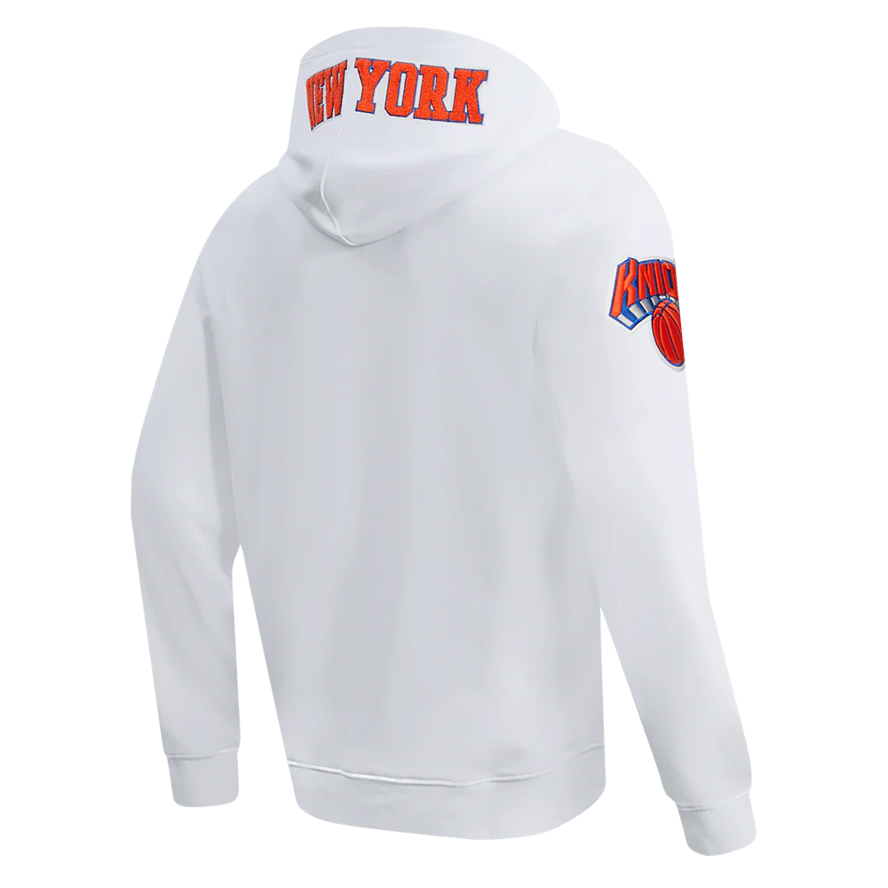 NBA NEW YORK KNICKS CLASSIC CHENILLE MEN'S PULLOVER HOODIE (WHITE) - Image 3