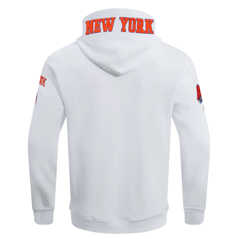 NBA NEW YORK KNICKS CLASSIC CHENILLE MEN'S PULLOVER HOODIE (WHITE) - Image 4