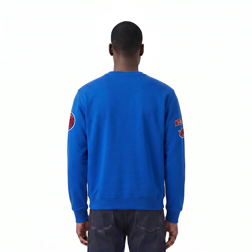 NBA NEW YORK KNICKS OLD ENGLISH MEN'S CREWNECK (ROYAL BLUE) - Image 2