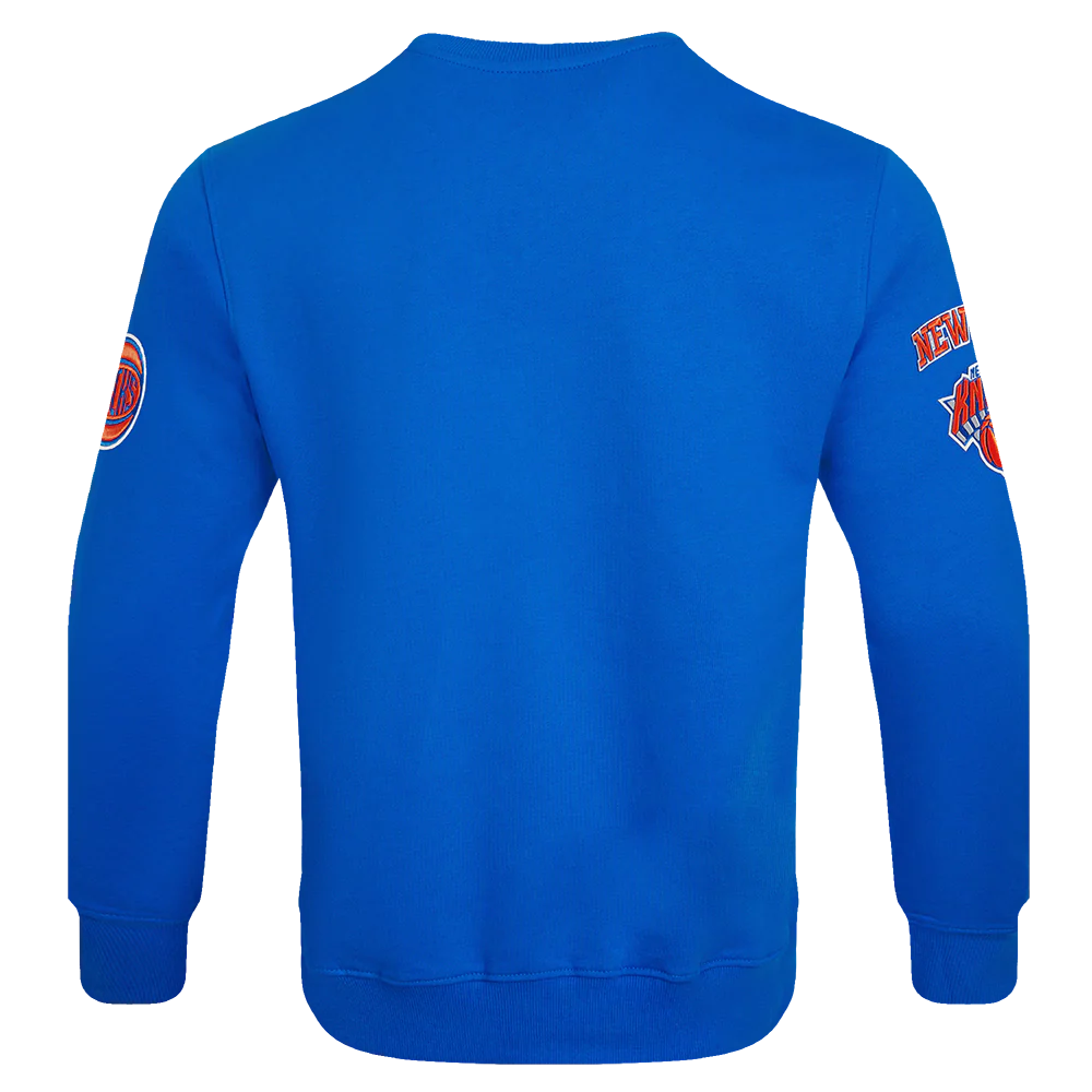 NBA NEW YORK KNICKS OLD ENGLISH MEN'S CREWNECK (ROYAL BLUE) - Image 5