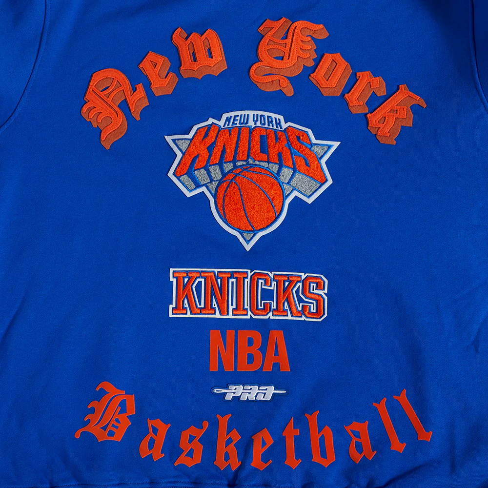 NBA NEW YORK KNICKS OLD ENGLISH MEN'S CREWNECK (ROYAL BLUE) - Image 8