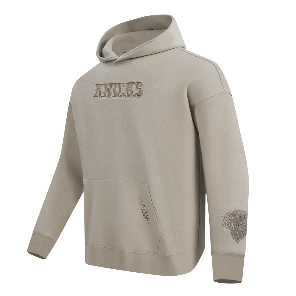 NBA NEW YORK KNICKS WINGSPAN MEN'S DROP SHOULDER FLEECE PULLOVER HOODIE (TAUPE) - Image 4