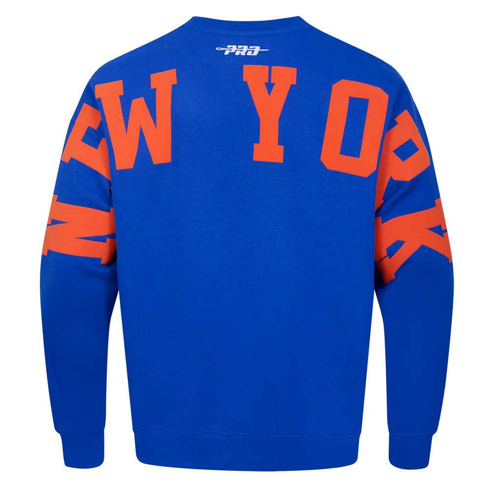 NBA NEW YORK KNICKS WINGSPAN MEN'S DROP SHOULDER FLEECE CREWNECK (ROYAL BLUE) - Image 5