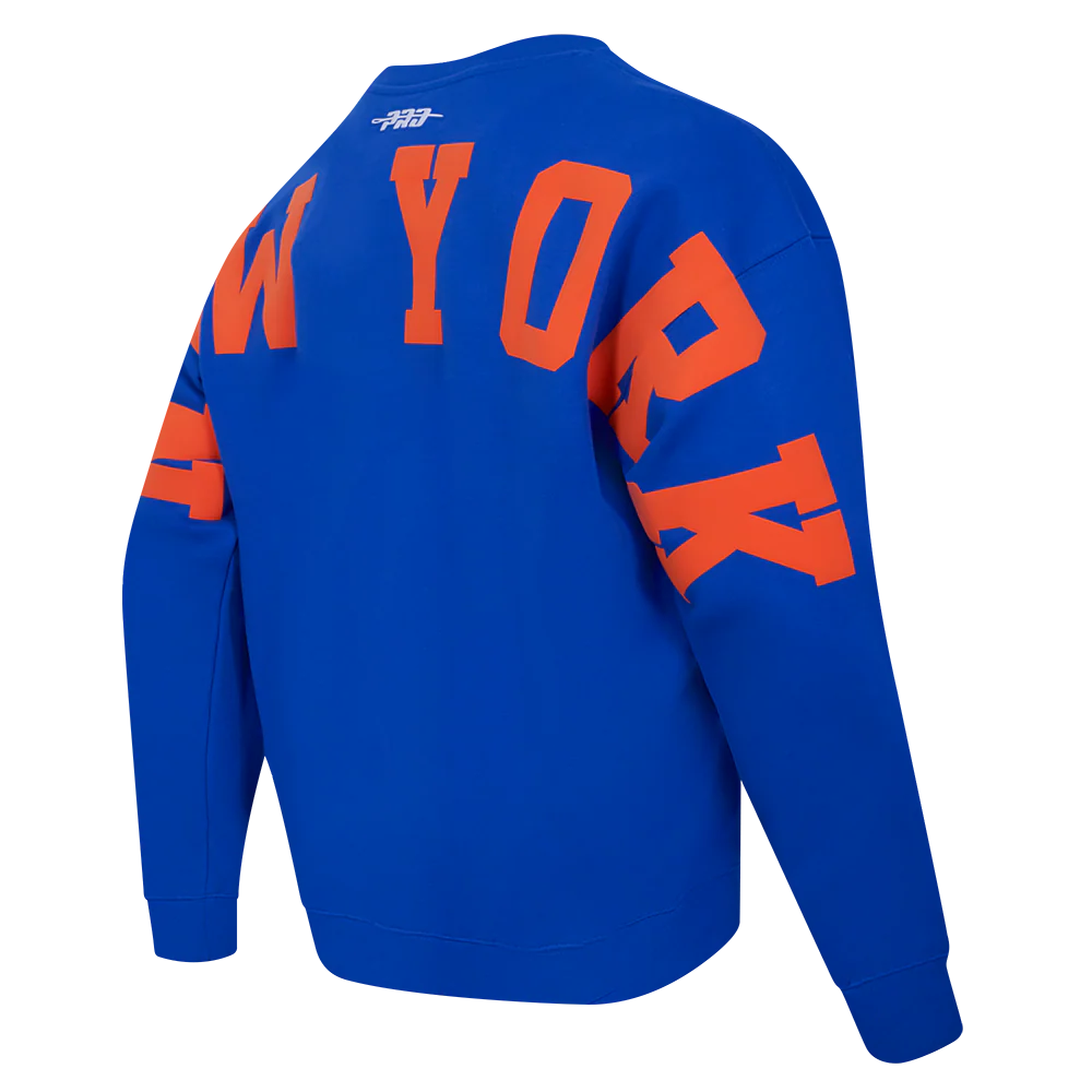 NBA NEW YORK KNICKS WINGSPAN MEN'S DROP SHOULDER FLEECE CREWNECK (ROYAL BLUE) - Image 6