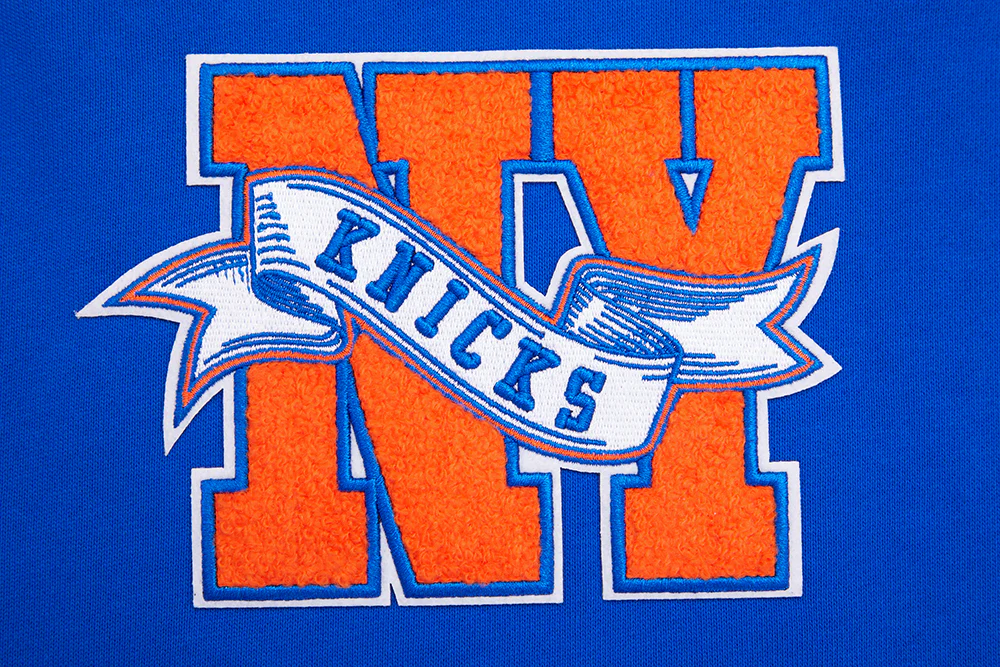 NBA NEW YORK KNICKS TEAM PENNANTS MEN'S RIB FLEECE PULLOVER HOODIE (ROYAL/ORANGE/ROYAL) - Image 7