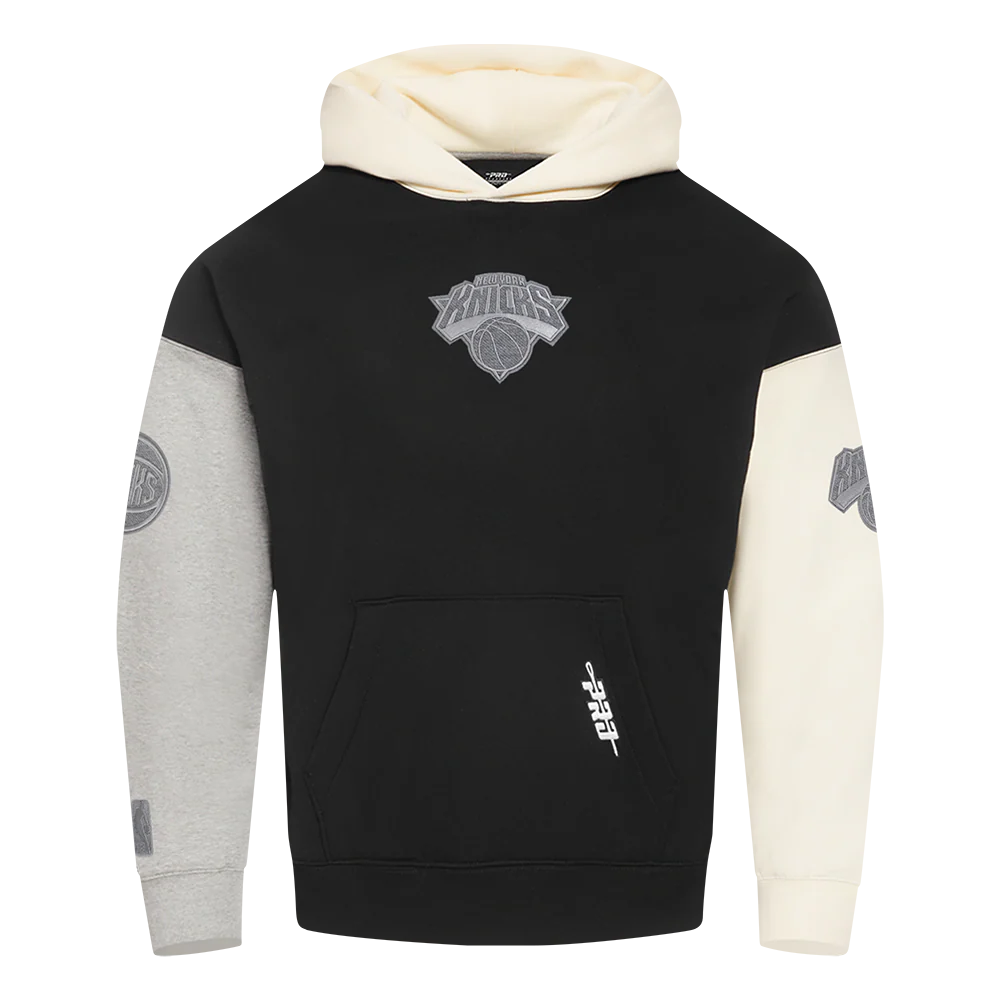 NBA NEW YORK KNICKS REVERSE FRENCH TERRY MEN'S COLORBLOCK FLEECE PULLOVER HOODIE