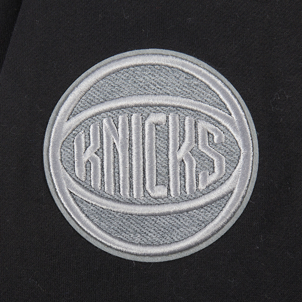 NBA NEW YORK KNICKS REVERSE FRENCH TERRY MEN'S DROP SHOULDER FLEECE PULLOVER HOODIE (BLACK) - Image 6