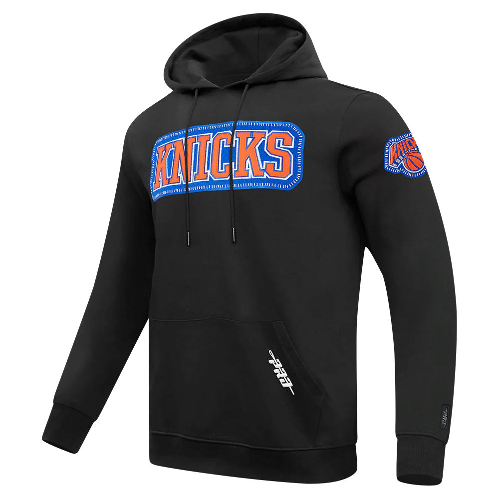 NBA NEW YORK KNICKS DIY PICK STITCH MEN'S DOUBLE KNIT PULLOVER HOODIE (BLACK) - Image 2
