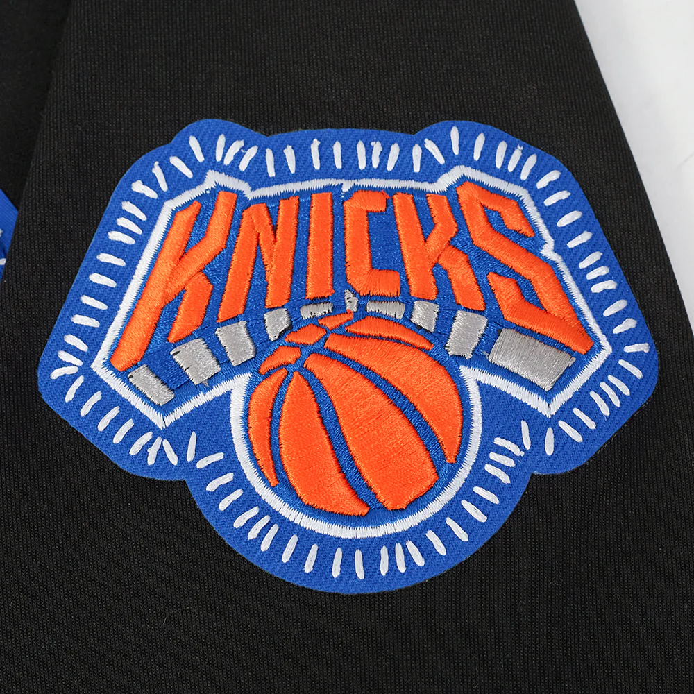 NBA NEW YORK KNICKS DIY PICK STITCH MEN'S DOUBLE KNIT PULLOVER HOODIE (BLACK) - Image 8