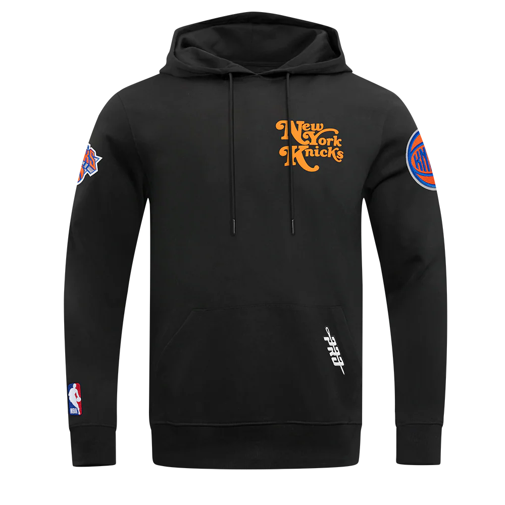 NBA NEW YORK KNICKS SOUVENIR MEN'S FLEECE PULLOVER HOODIE (BLACK) - Image 3