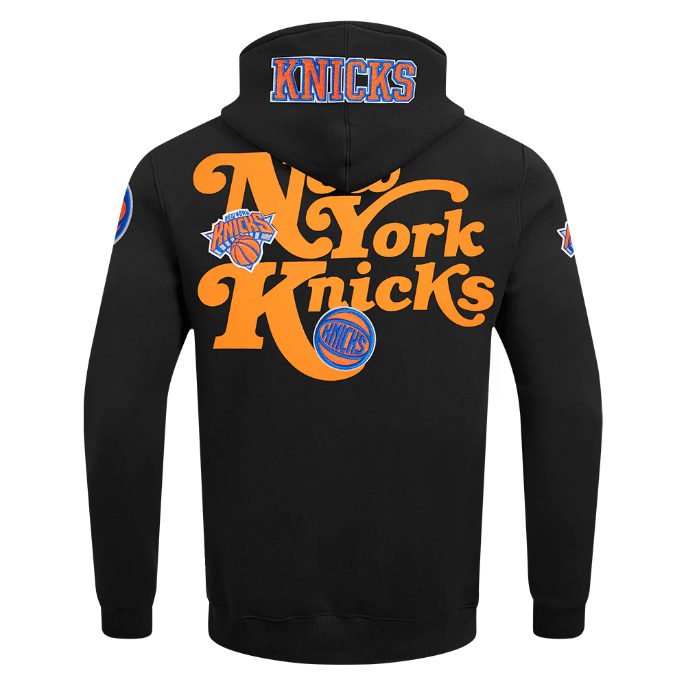 NBA NEW YORK KNICKS SOUVENIR MEN'S FLEECE PULLOVER HOODIE (BLACK) - Image 7