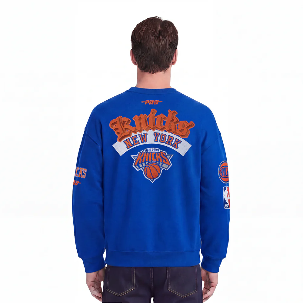 NBA NEW YORK KNICKS BEST OF MEN'S DROP SHOULDER FLC CREWNECK (ROYAL BLUE) - Image 2