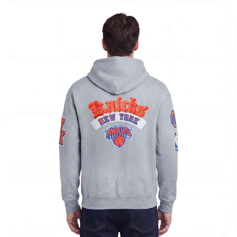 NBA NEW YORK KNICKS BEST OF MEN'S DROP SHOULDER FLC PO HOODIE (DARK HEATHER GRAY) - Image 2