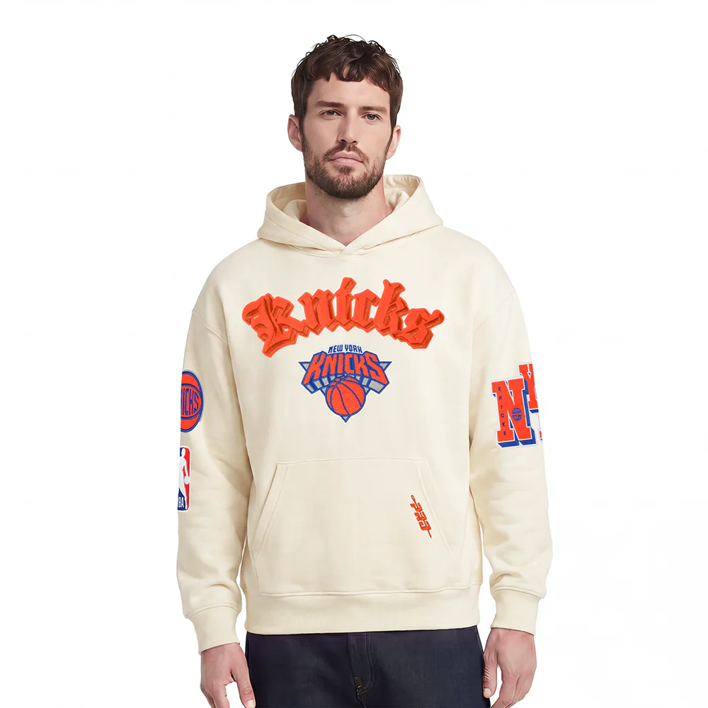 NBA NEW YORK KNICKS BEST OF MEN'S DROP SHOULDER FLC PO HOODIE (EGGSHELL)