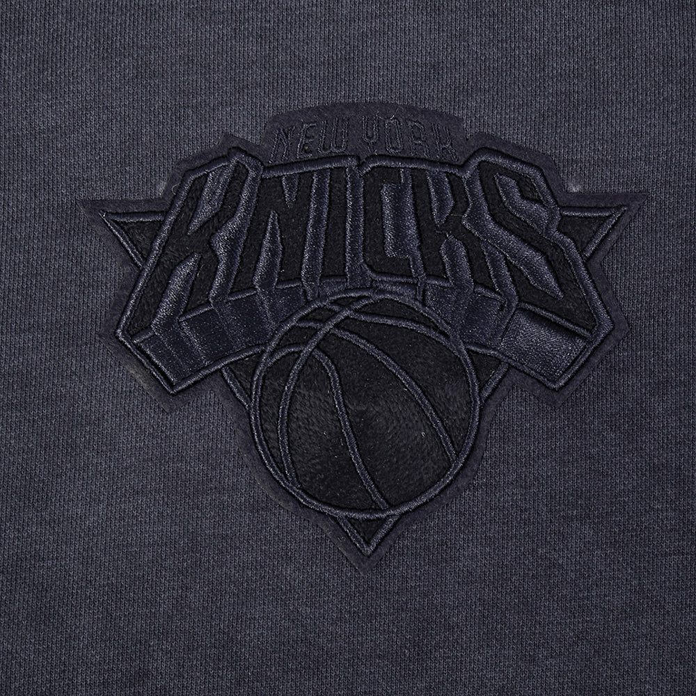 NBA NEW YORK KNICKS WASHED CLASSIC MEN'S ENZYME WASH DROP SHOULDER FLC CREWNECK (WASHED MIDNIGHT NAVY) - Image 5