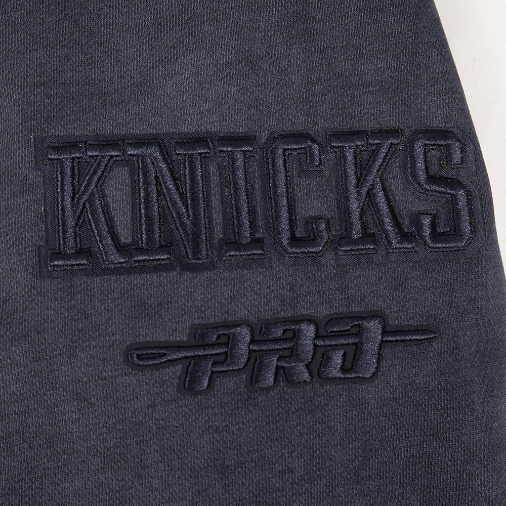 NBA NEW YORK KNICKS WASHED CLASSIC MEN'S ENZYME WASH DROP SHOULDER FLC CREWNECK (WASHED MIDNIGHT NAVY) - Image 6