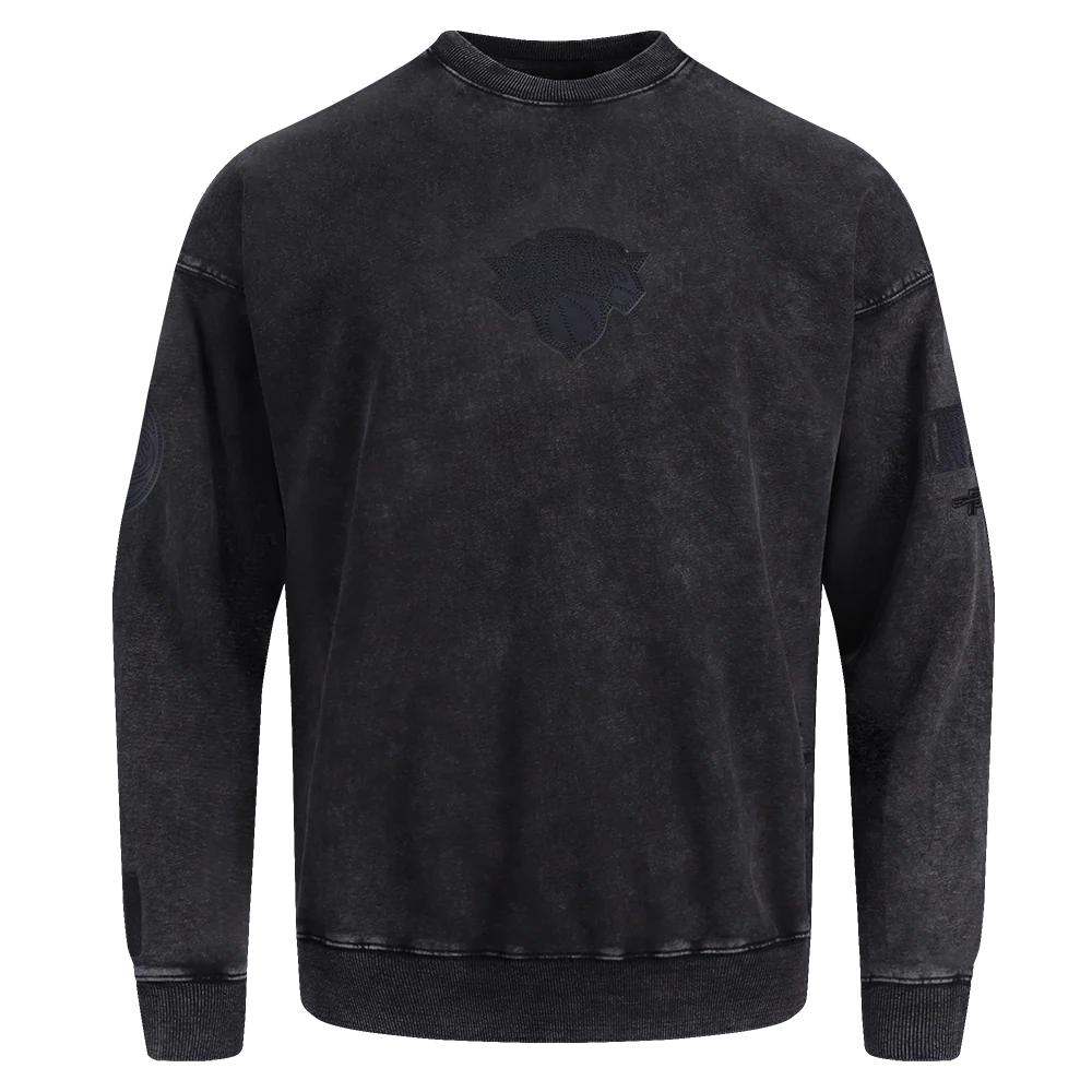 NBA NEW YORK KNICKS WASHED VANGUARD MEN'S ENZYME WASH DROP SHOULDER (WASHED BLACK)