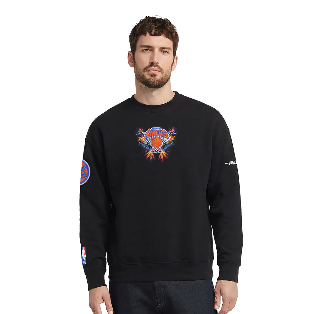 NBA NEW YORK KNICKS PARADISE MEN'S CREWNECK SWEATSHIRT (BLACK)