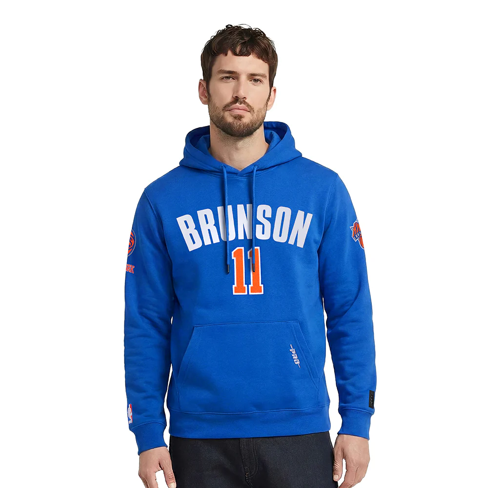NBA NEW YORK KNICKS JALEN BRUNSON #11 CLASSIC PNN MEN'S DK PO HOODIE (ROYAL BLUE)