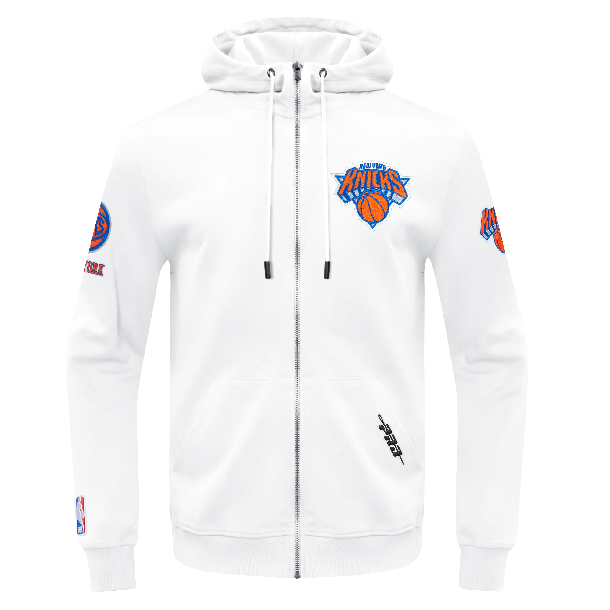 NBA NEW YORK KNICKS CLASSIC CHENILLE MEN'S FULL ZIP HOODIE (White) - Image 3